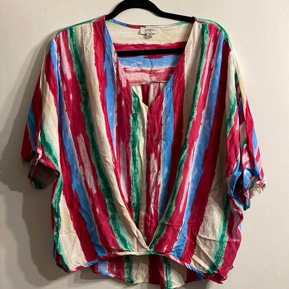 Umgee Blouse Mulitcolor Stripes - Picture 1 of 1